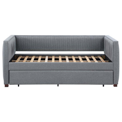 Brodie - Upholstered Twin Daybed With Trundle - Gray