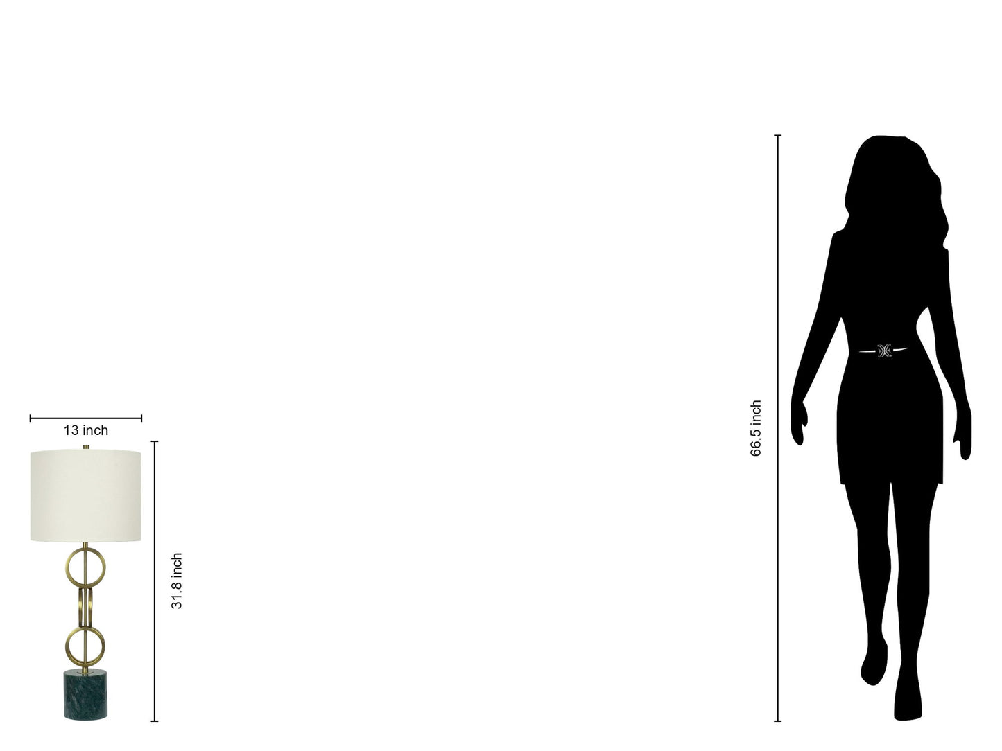 "Marble Harmony" Metal Table Lamp On Marble Base (Set of 2) - Green Marble / Matte Golden Bronze