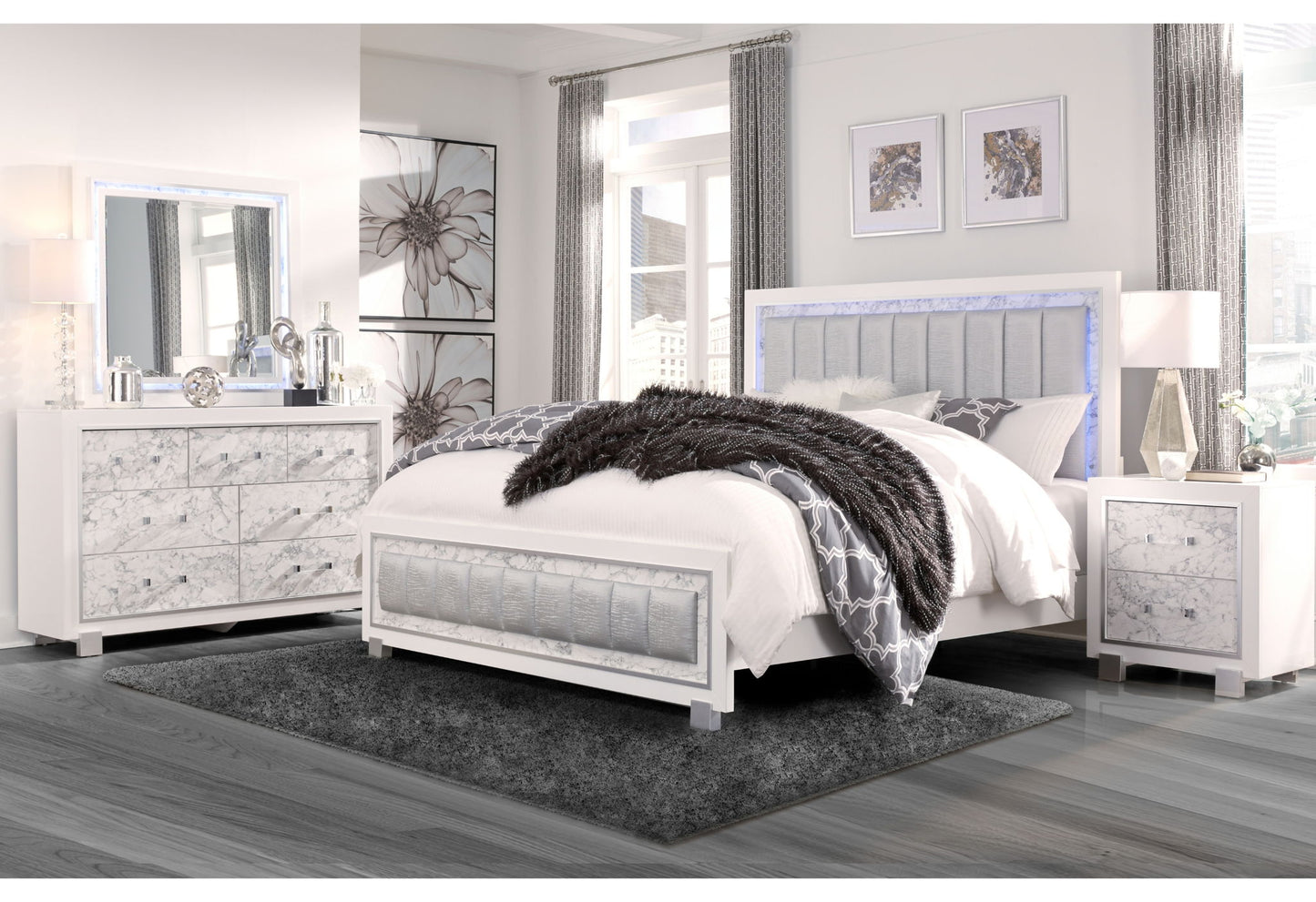Santorini - 5 Piece Full Bedroom Set - White