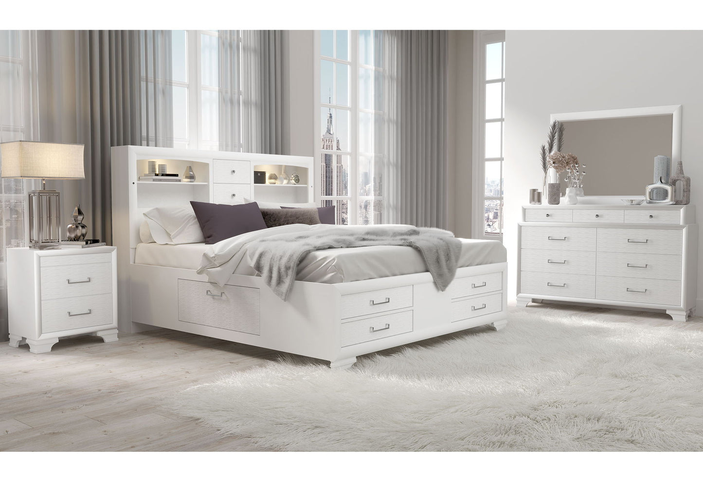 Jordyn - 5 Piece King Bedroom Set - White