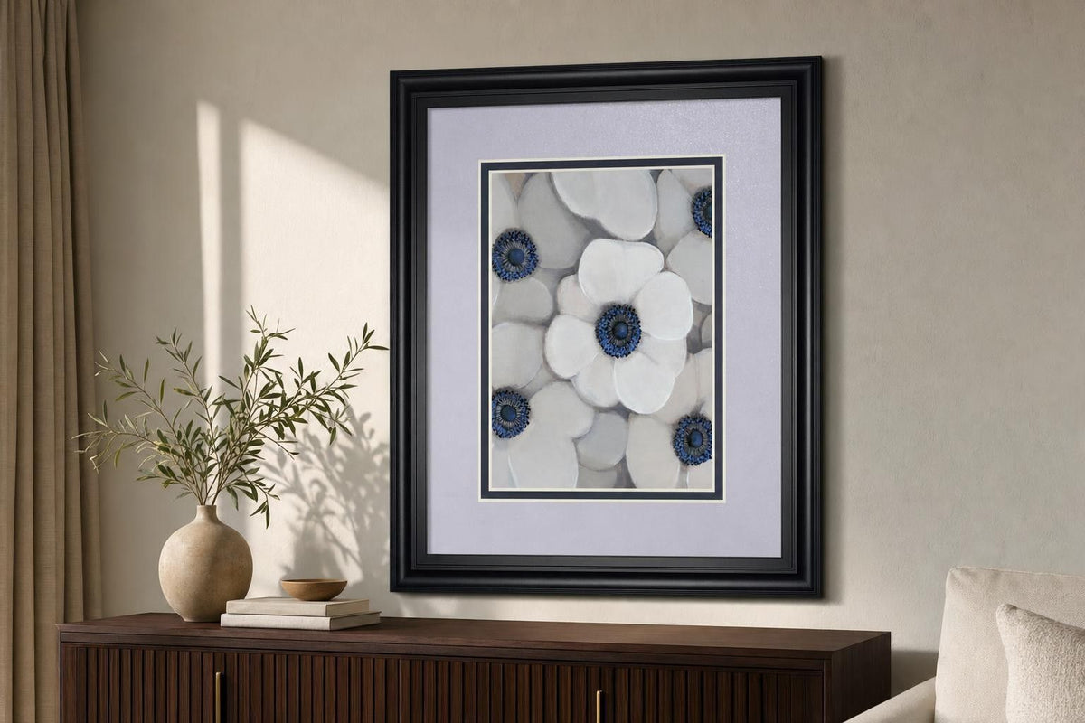 34x40 White Anemone I By Tim OToole - Dark Gray