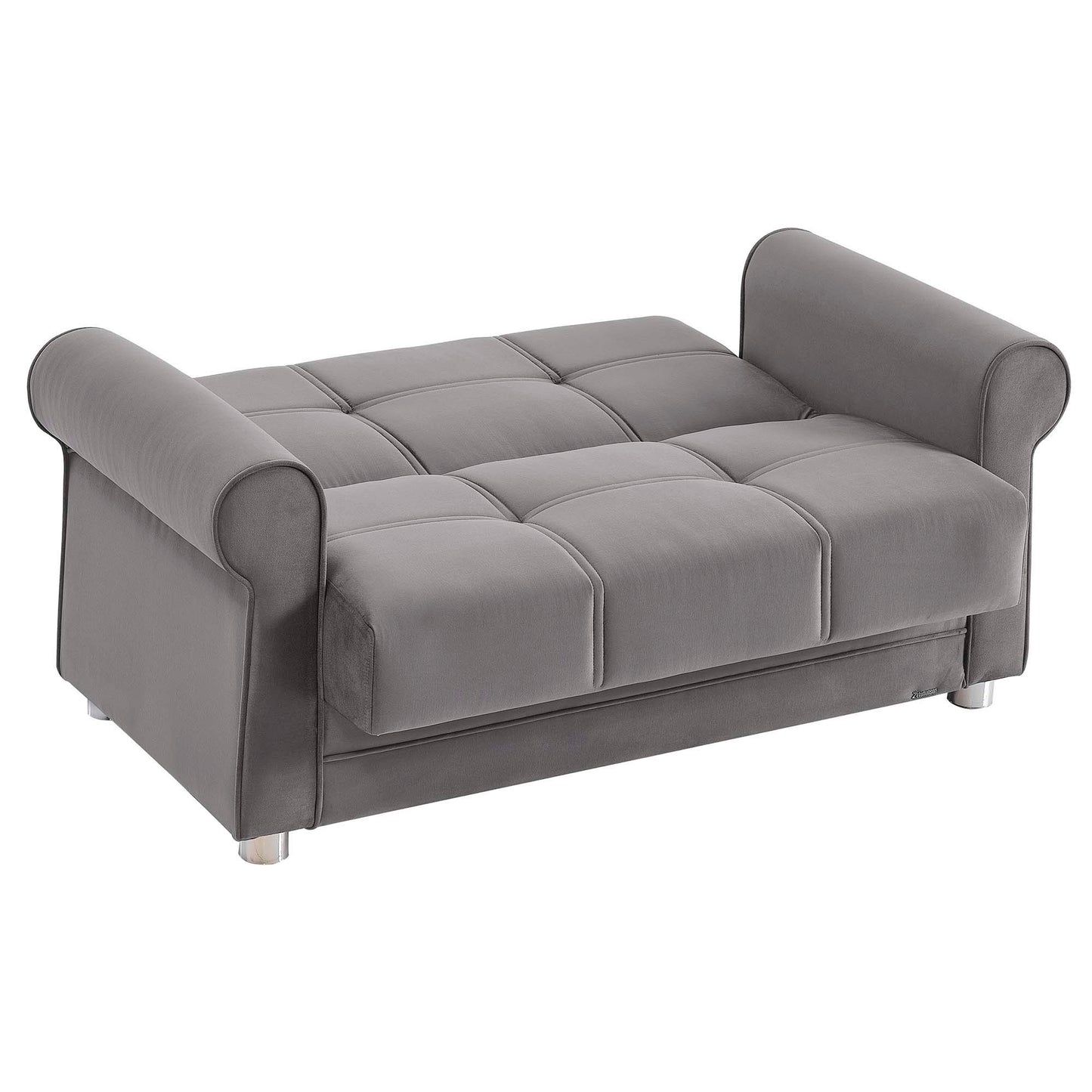 Ottomanson Sara - Upholstered Convertible Loveseat With Storage - Gray