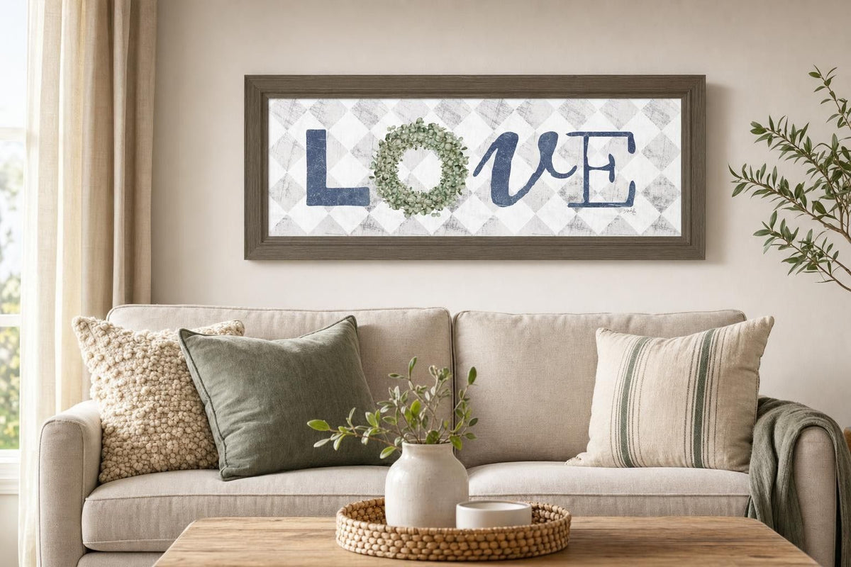 18x42 Love With Eucalyptus Wreath I By Marla Rae - Gray