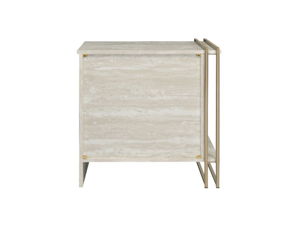 Tyeid - Accent Table - Antique White & Gold Finish