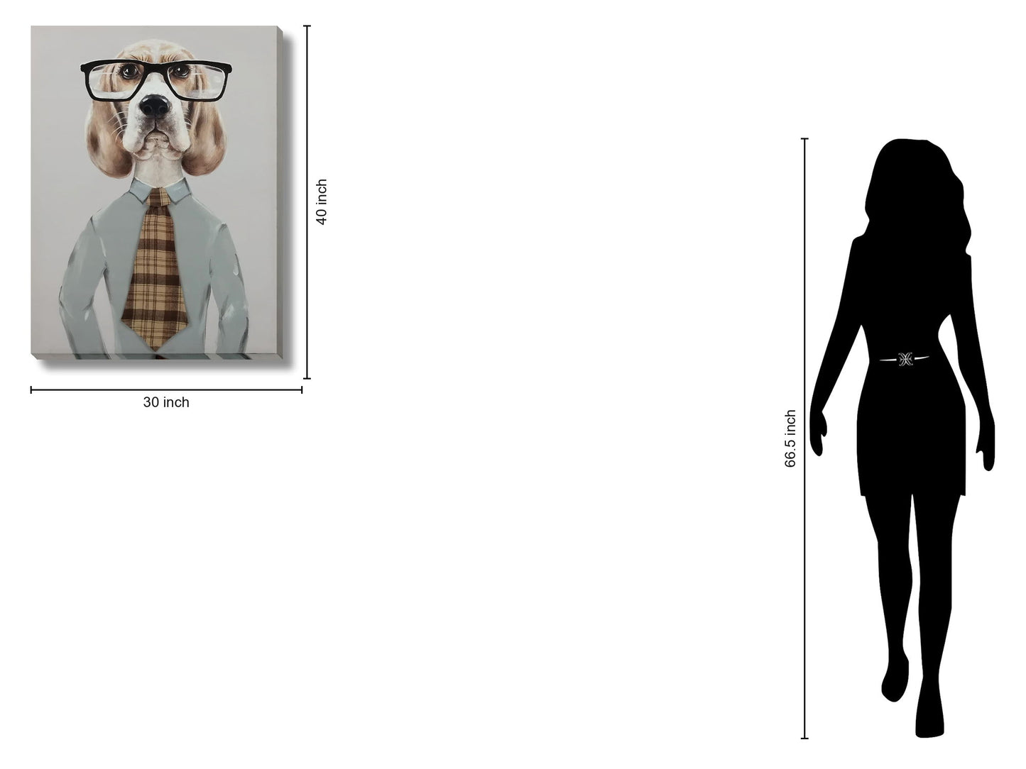 Dapper Hound Boss - 30" x 40" Framed Wall Art - Gray