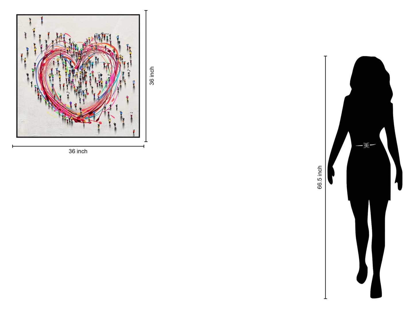 Unity Heart Gathering - 36" x 36" Framed Wall Art