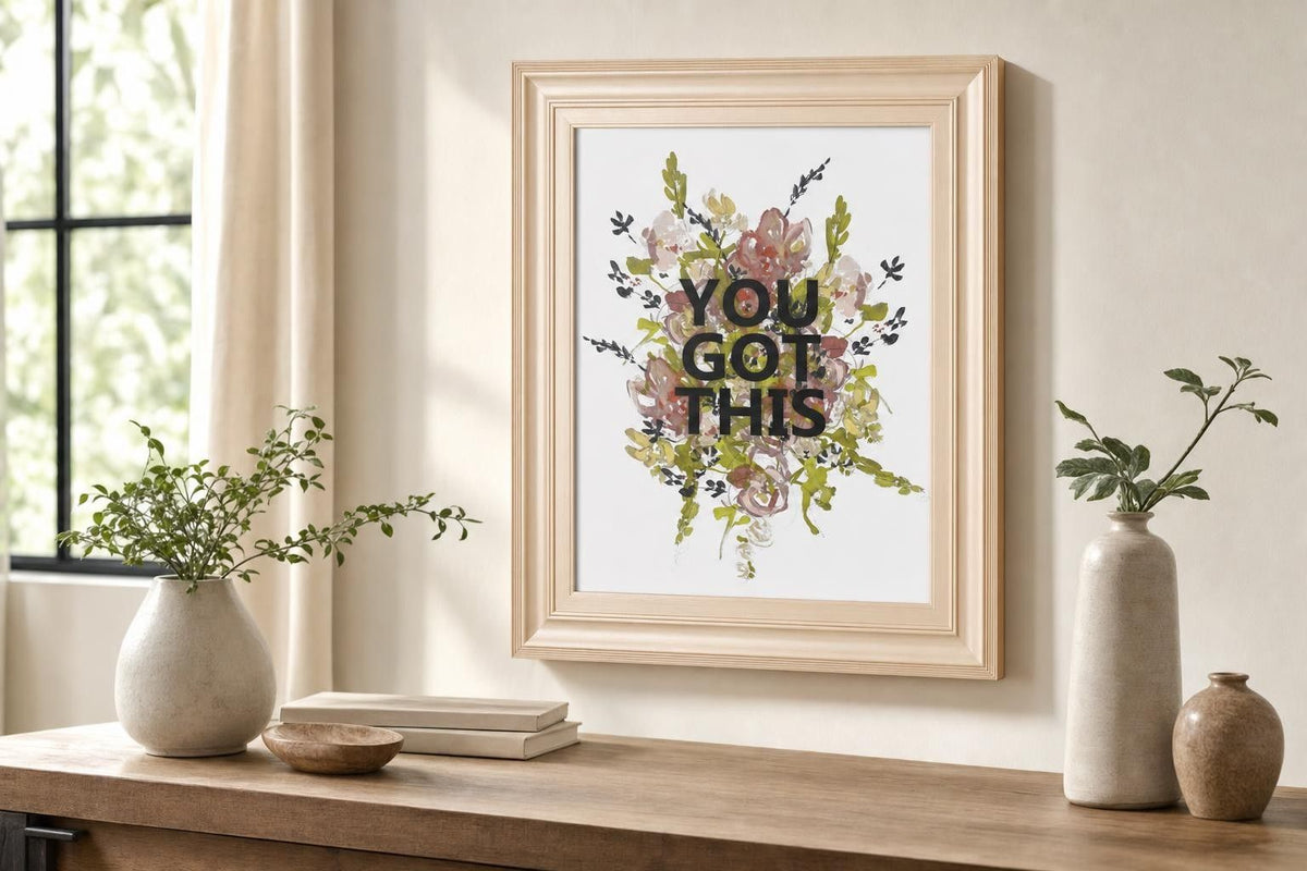 22x26 Empower Flowers I By Jennifer Goldberger - Beige