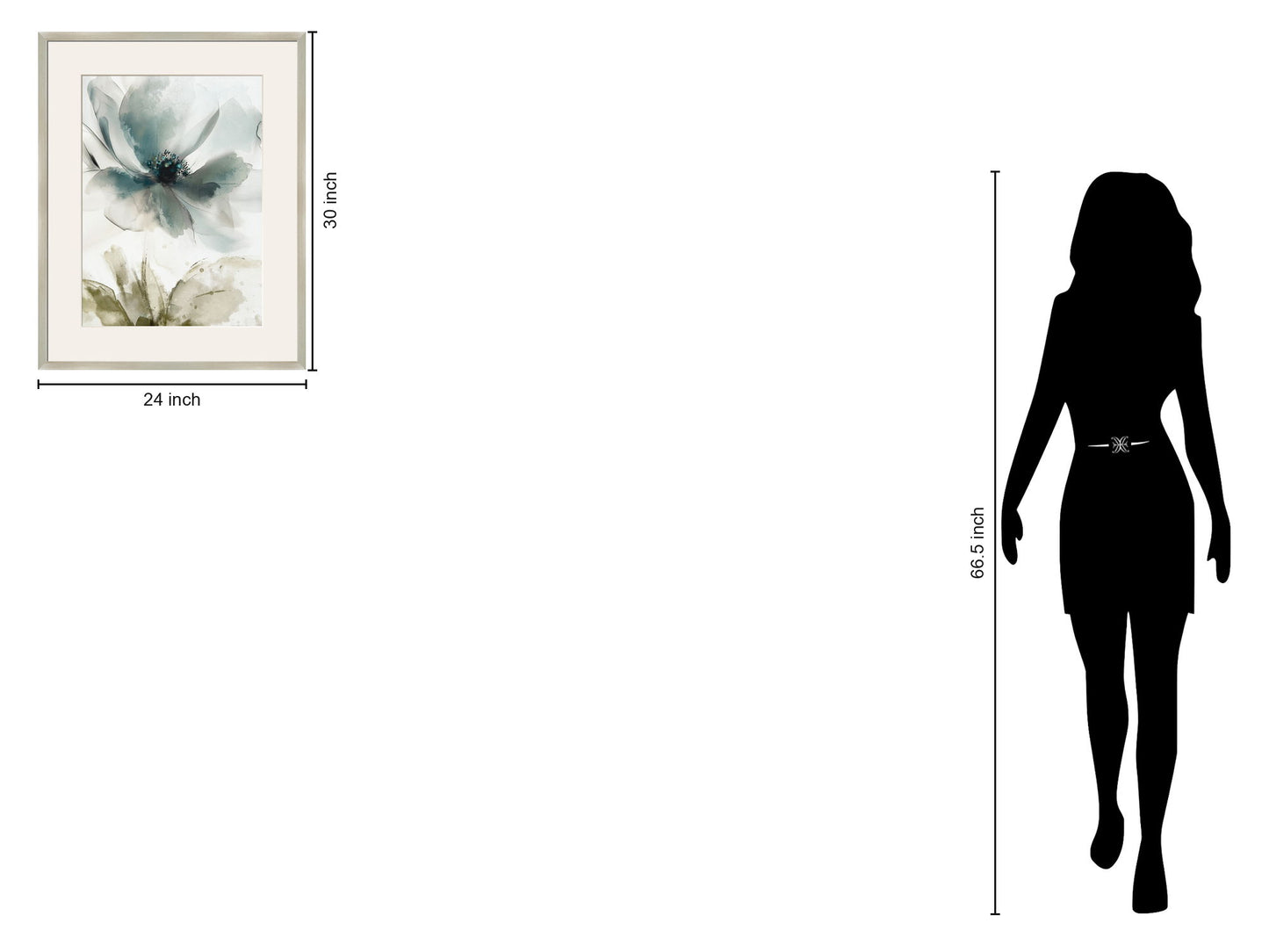 "Ethereal Blossom I" Framed Canvas Under Acrylic - Blue / Green