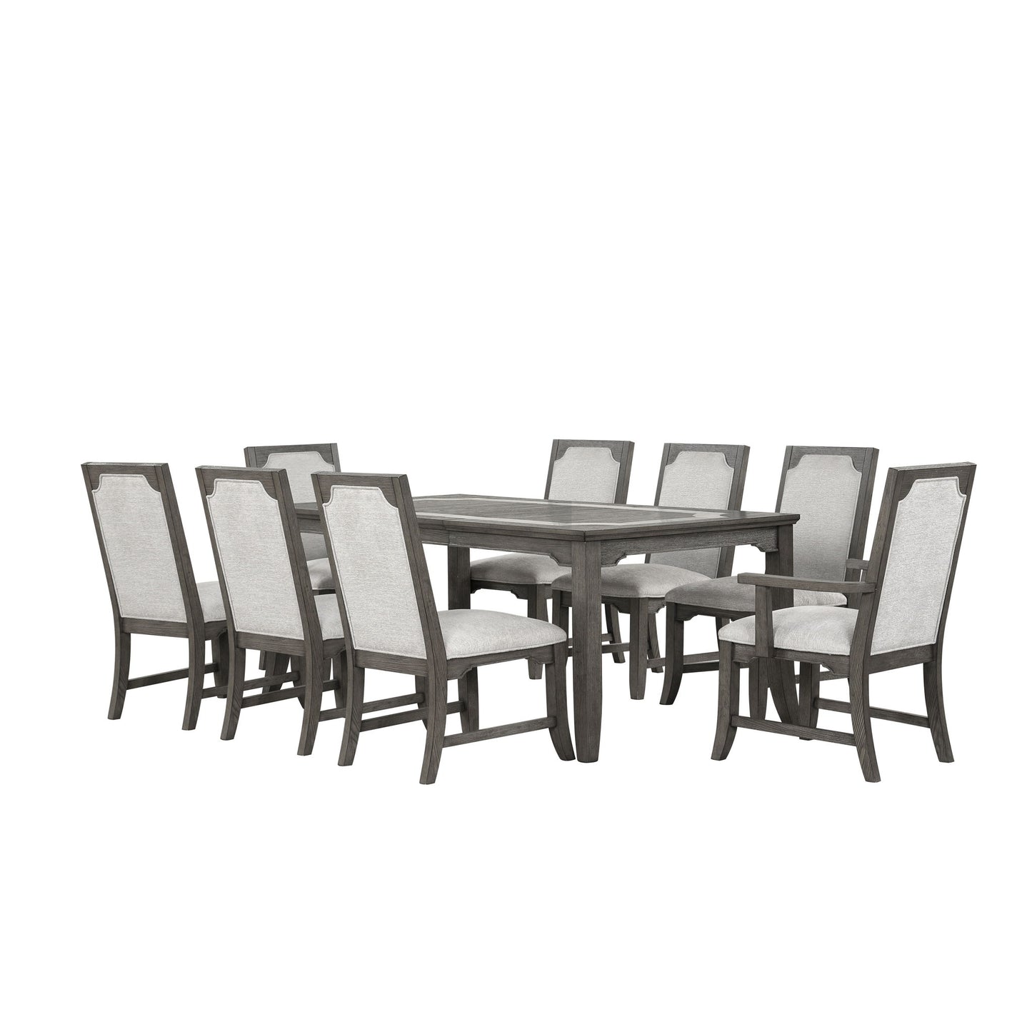Lisbon - 7 Piece Dining Room Set (Rectangle Dining Table With 4 Chairs & 2 Arms Chairs) - Dark Gray / Gray