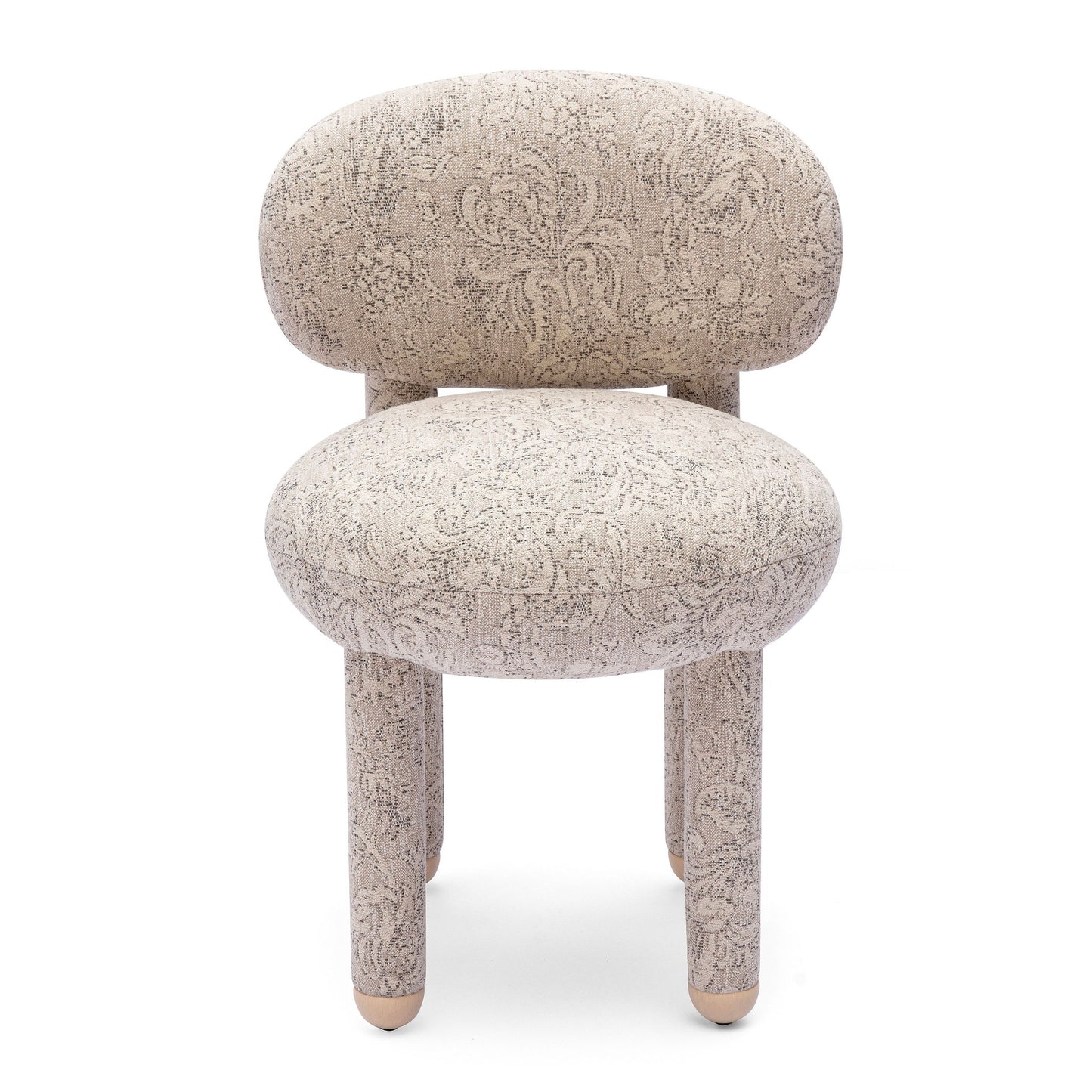 Manu - Floral Jacquard Dining Chair - Neutral