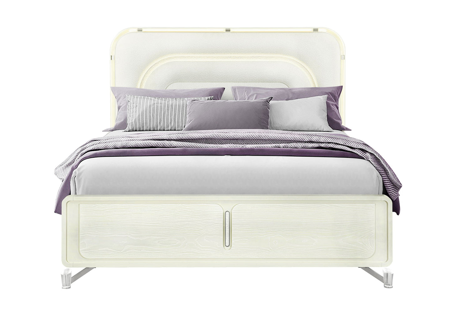 Lyra - King Bed With LED - Beige