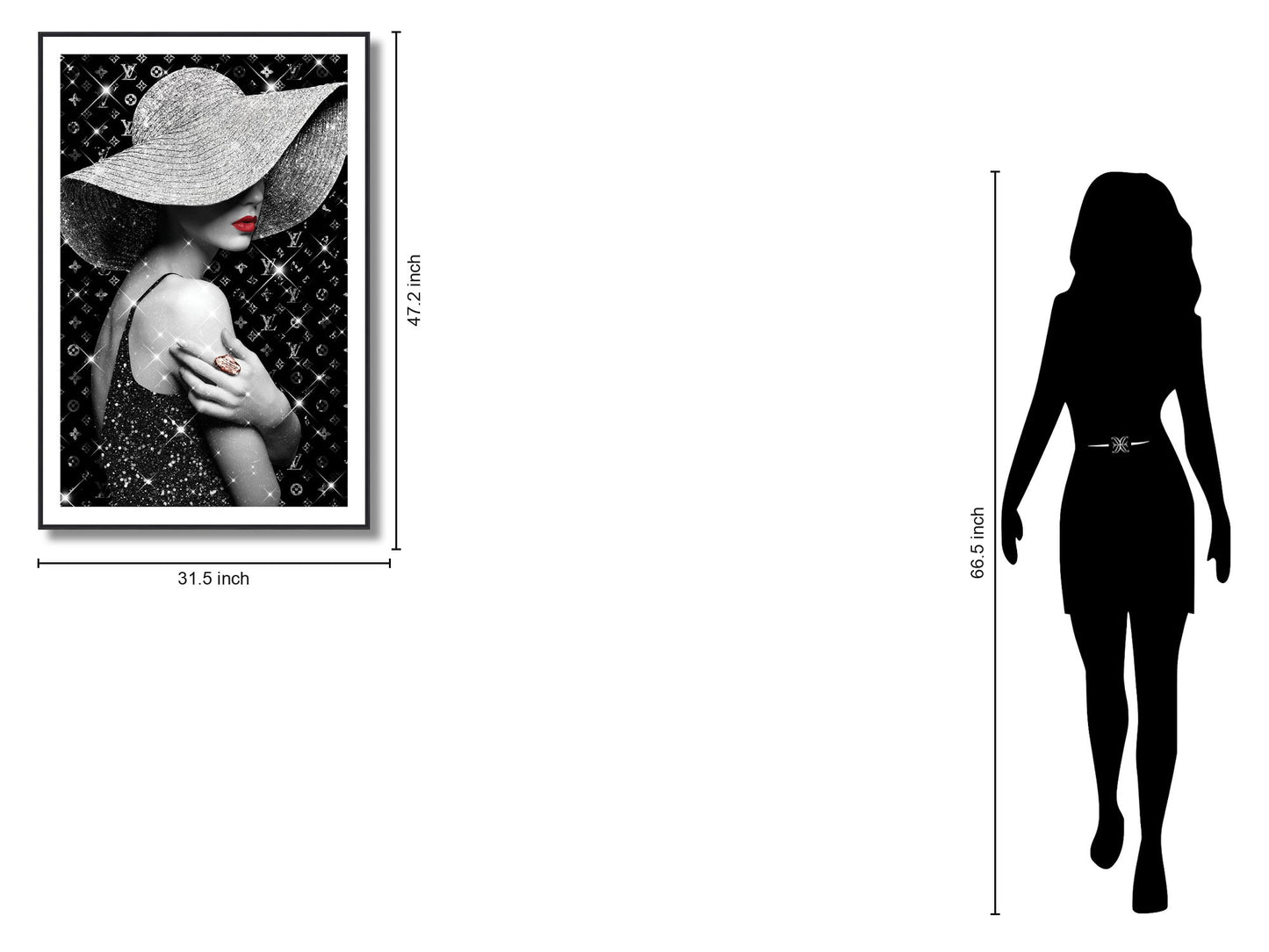 Silver Allure Portrait - 47" x 32" Framed Wall Art - Black