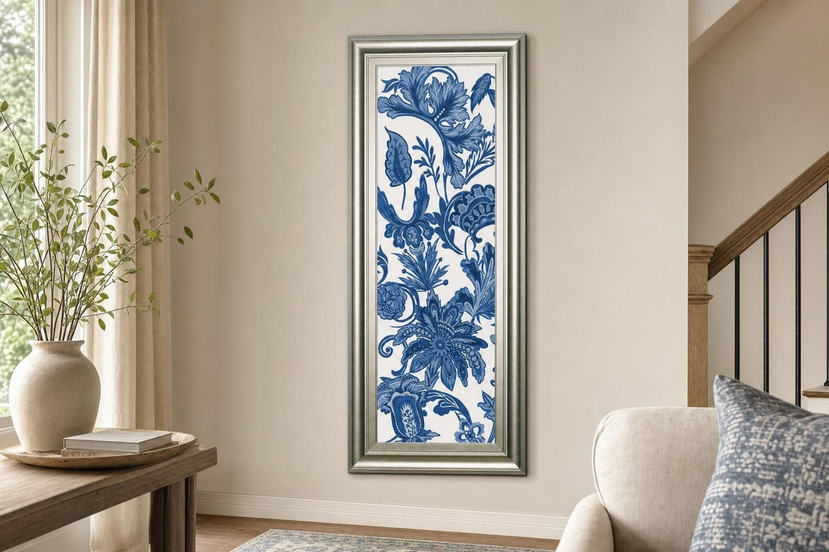 18x42 Indigo Chintz V By Melissa Wang - Blue
