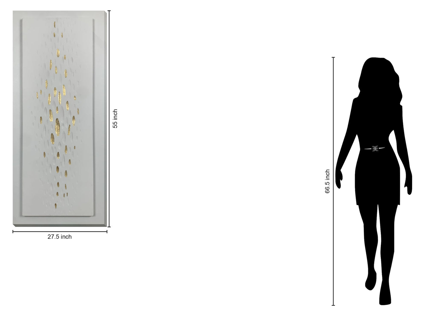 "Golden Drops" Hand-Painted Wrapped Canvas - White / Gold