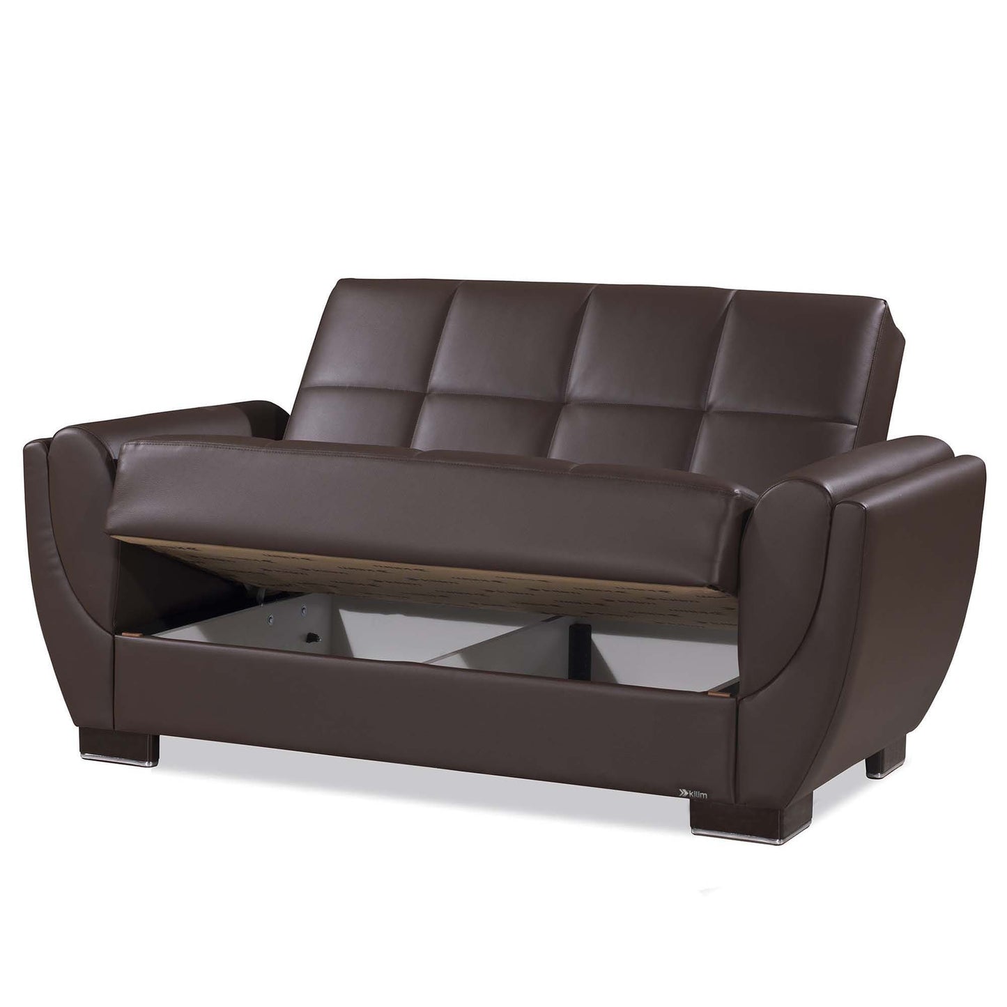 Ottomanson Armada Air - Upholstered Convertible Loveseat With Storage - Brown PU