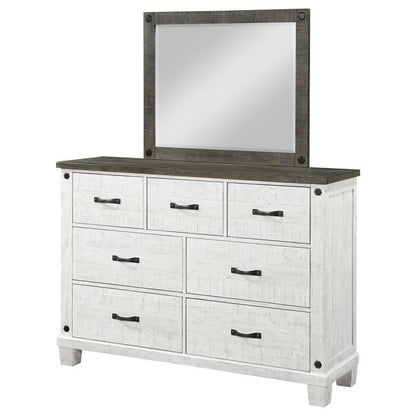 Lilith - 7-drawer Dresser With Mirror Distressed - Grey And White