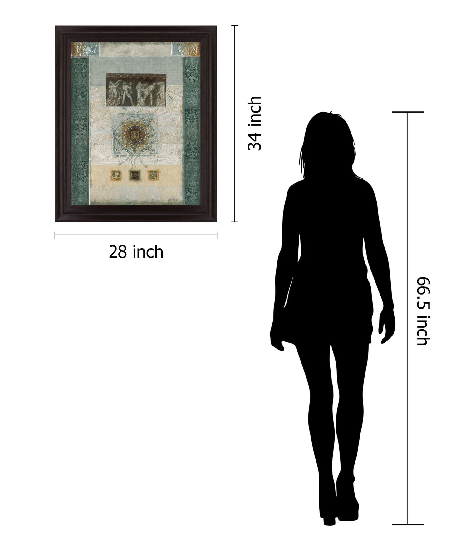 Verdant Fresco Geometry - 28" x 34" Framed Wall Art