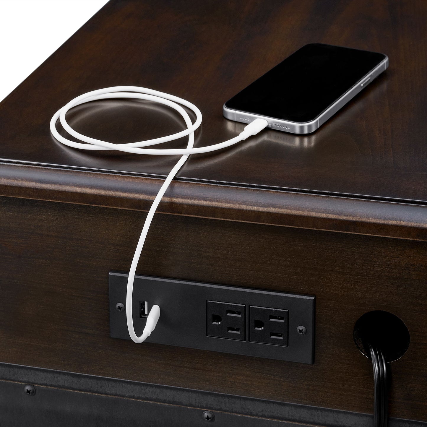 Wagner - Chairside Table With USB - Cherry