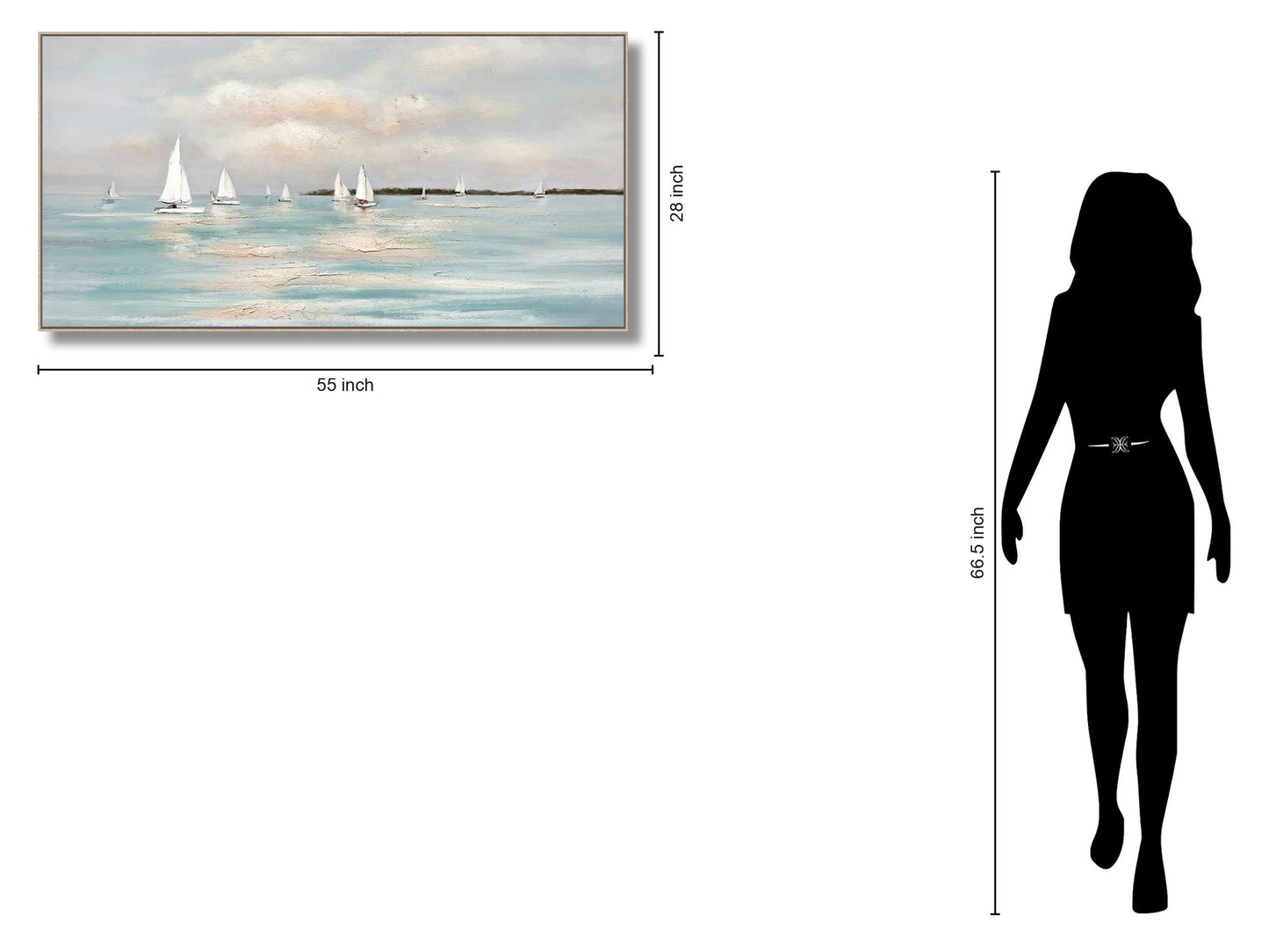 Harbor Drift - 28" x 55" Framed Wall Art - Light Blue