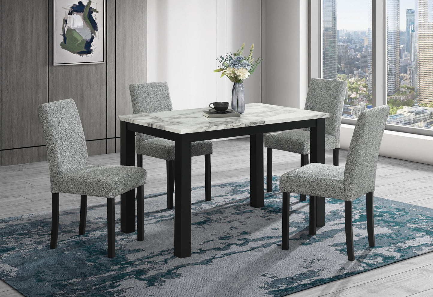 D8032 / D9026 - 2 Piece Dining Room Set (Dining Table And Dining Chair) - Black / Gray / White
