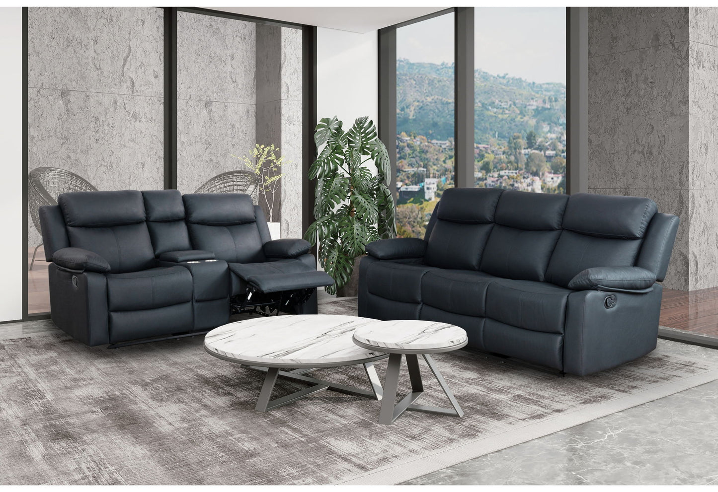 U6026 - 2 Piece Living Room Set (Reclining Sofa, Console Reclining Loveseat) - Black