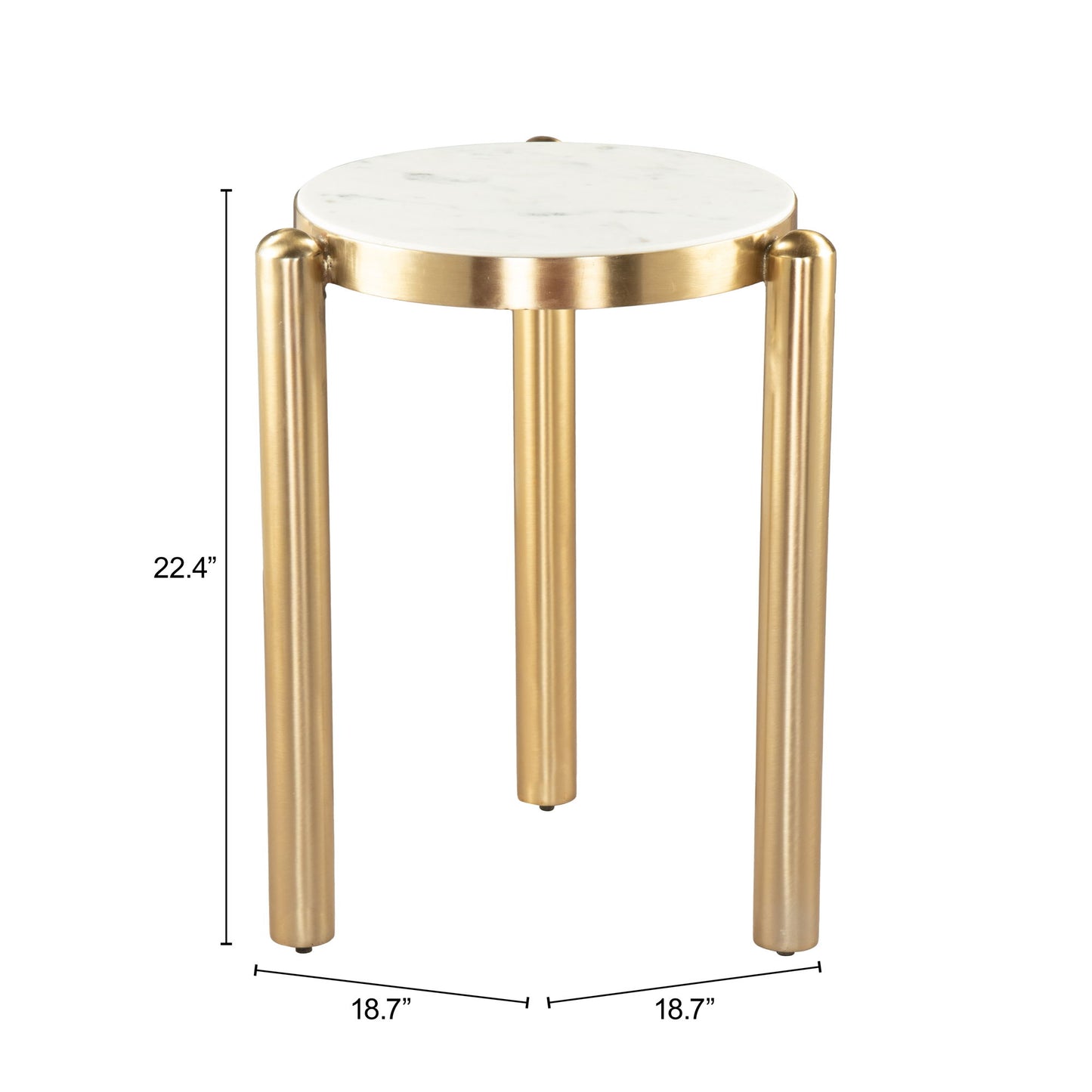 Noan - Side Table - White / Gold