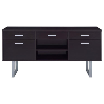 Lawtey - 5-Drawer Credenza With Adjustable Shelf - Cappuccino