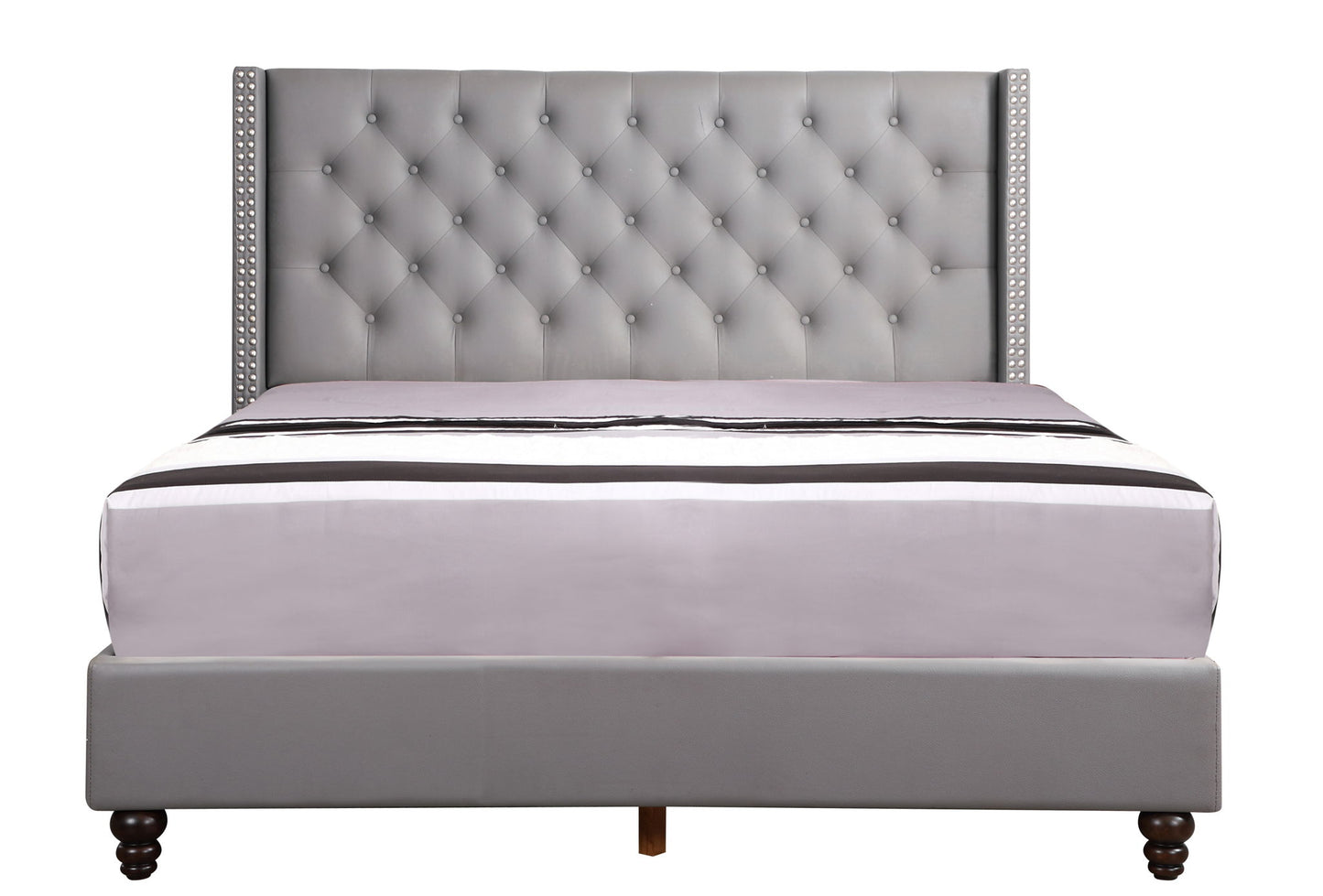 Julie - Queen Upholstered Bed - Light Gray
