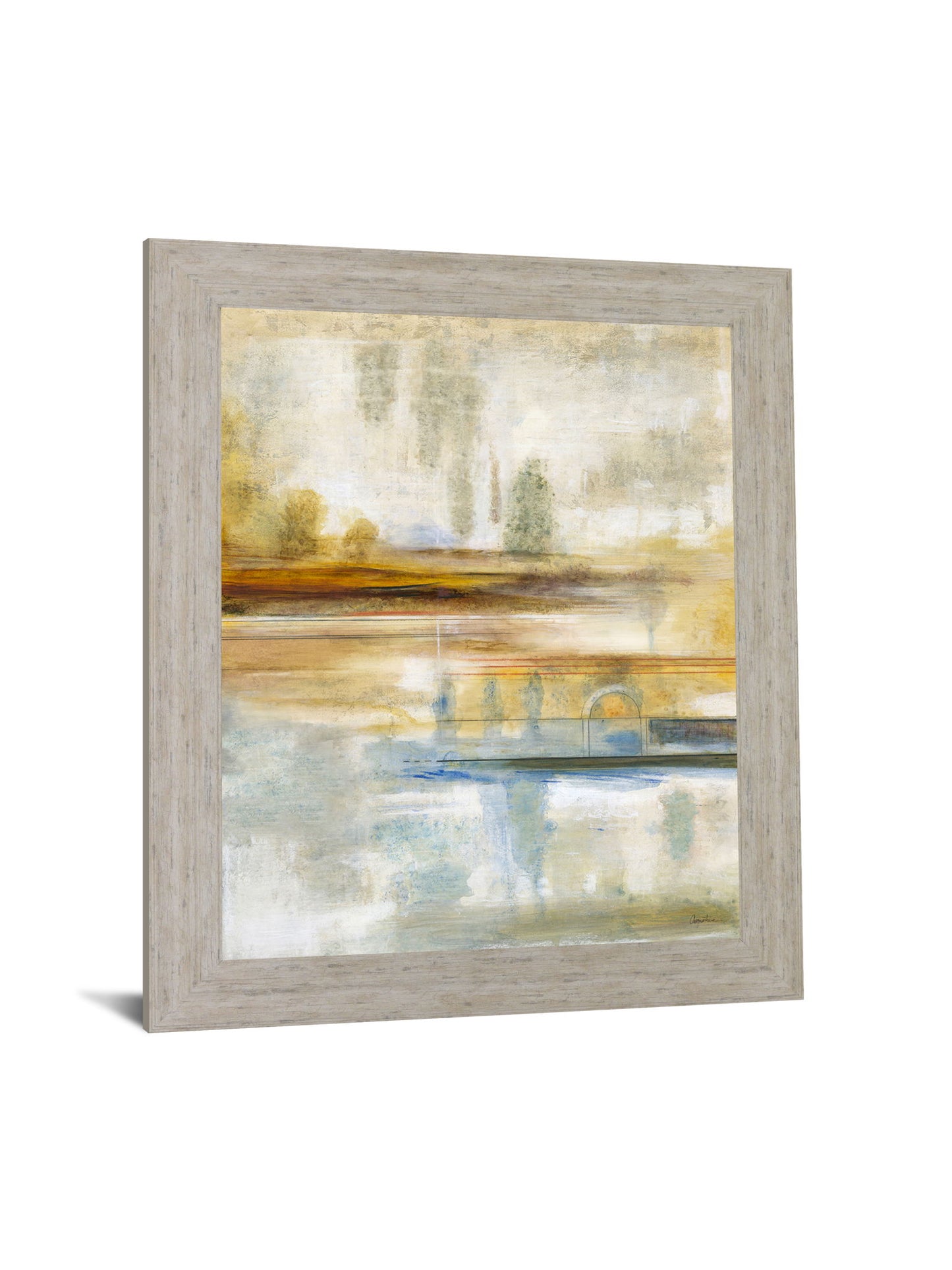 Golden Misty Horizon - 28" x 34" Framed Wall Art - Beige