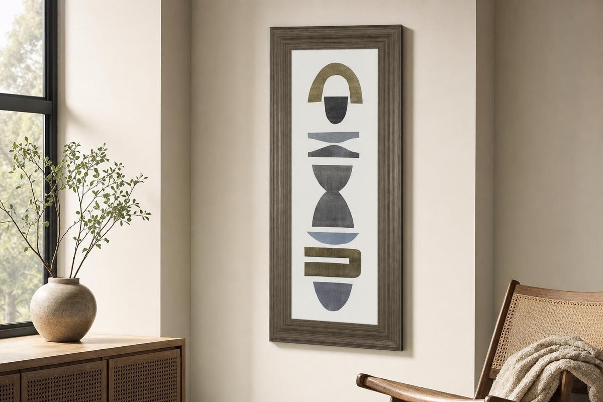 18x42 Neutral Totems VI By Rob Delamater - Dark Gray