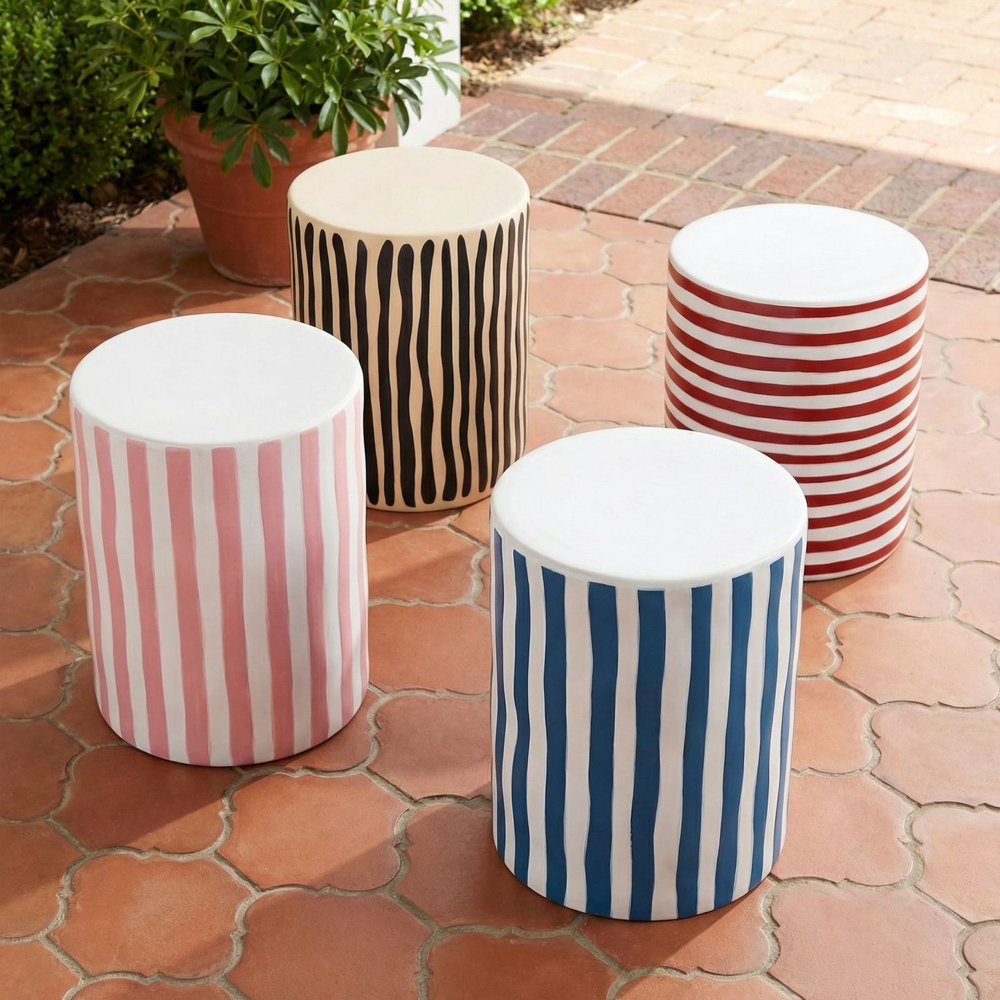 Tempest - Ceramic Table - Red Stripes