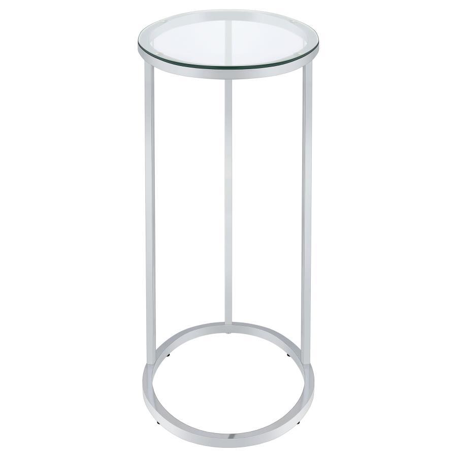 Kyle - Oval Glass Top C-Shaped Sofa Side Table - Chrome