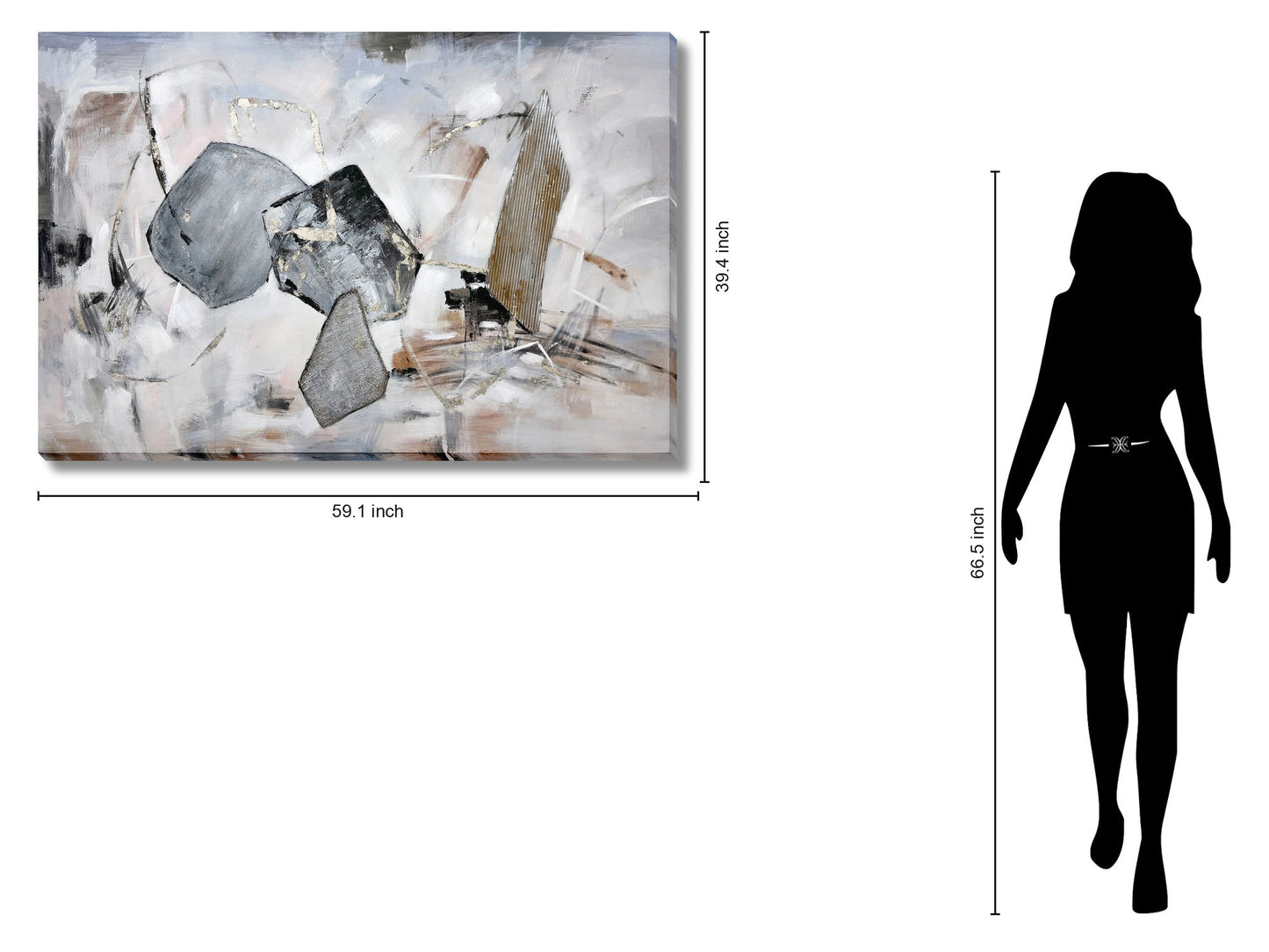 Onyx Drift - 39" x 59" Framed Wall Art - Gray