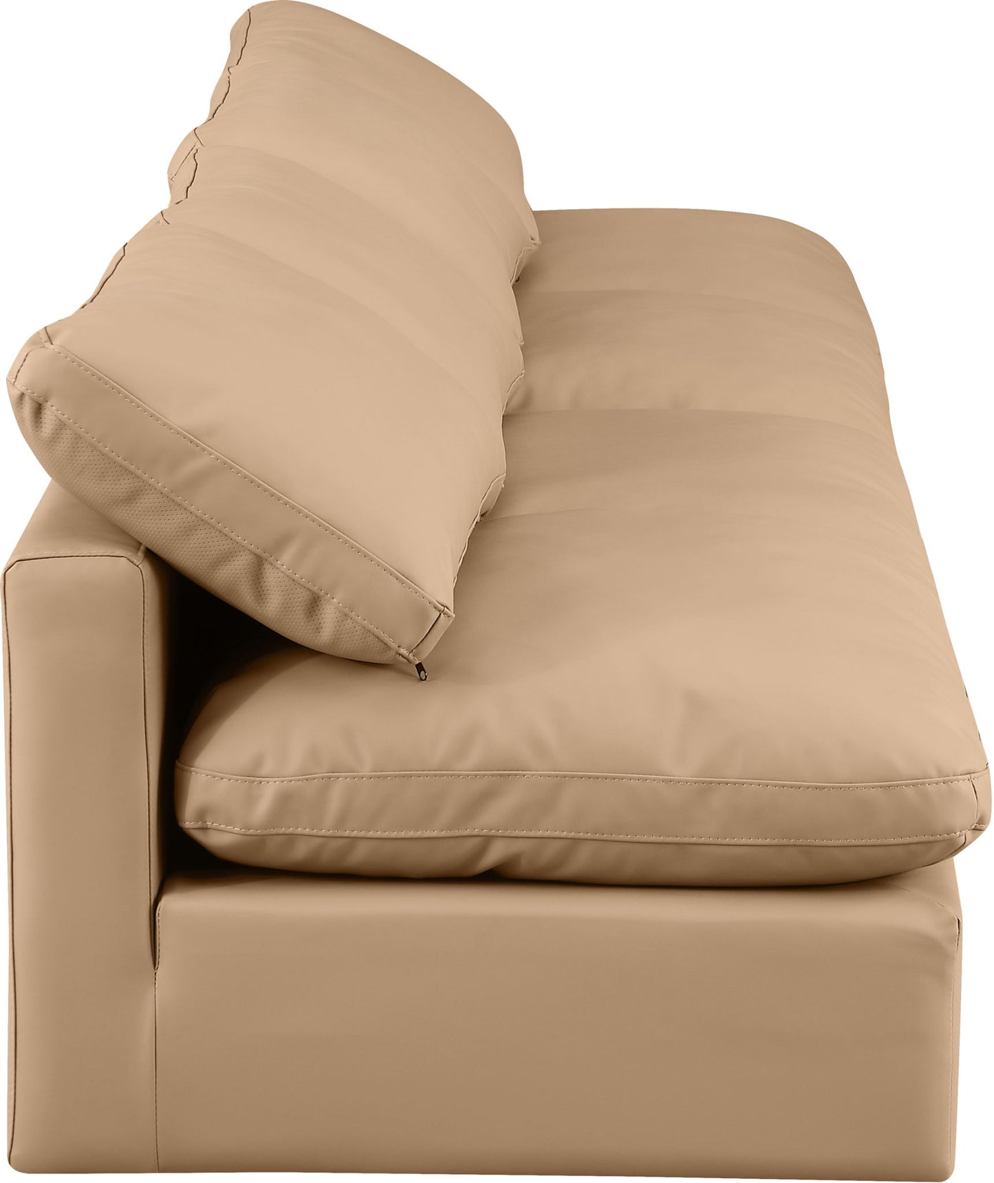 Indulge - Faux Leather 4 Piece Modular Armless Sofa - Tan