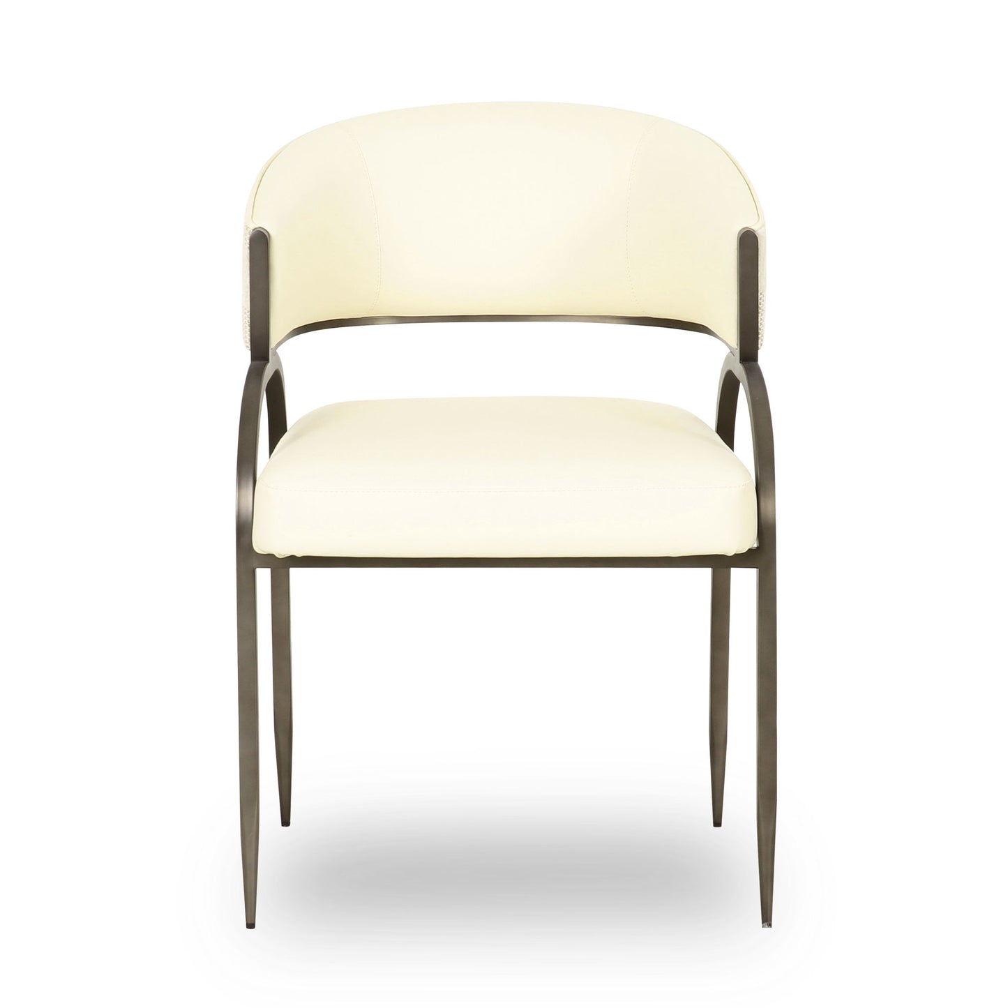 Tatum - Vegan Leather And 2-Tone Jacquard Dining Chair - Cream