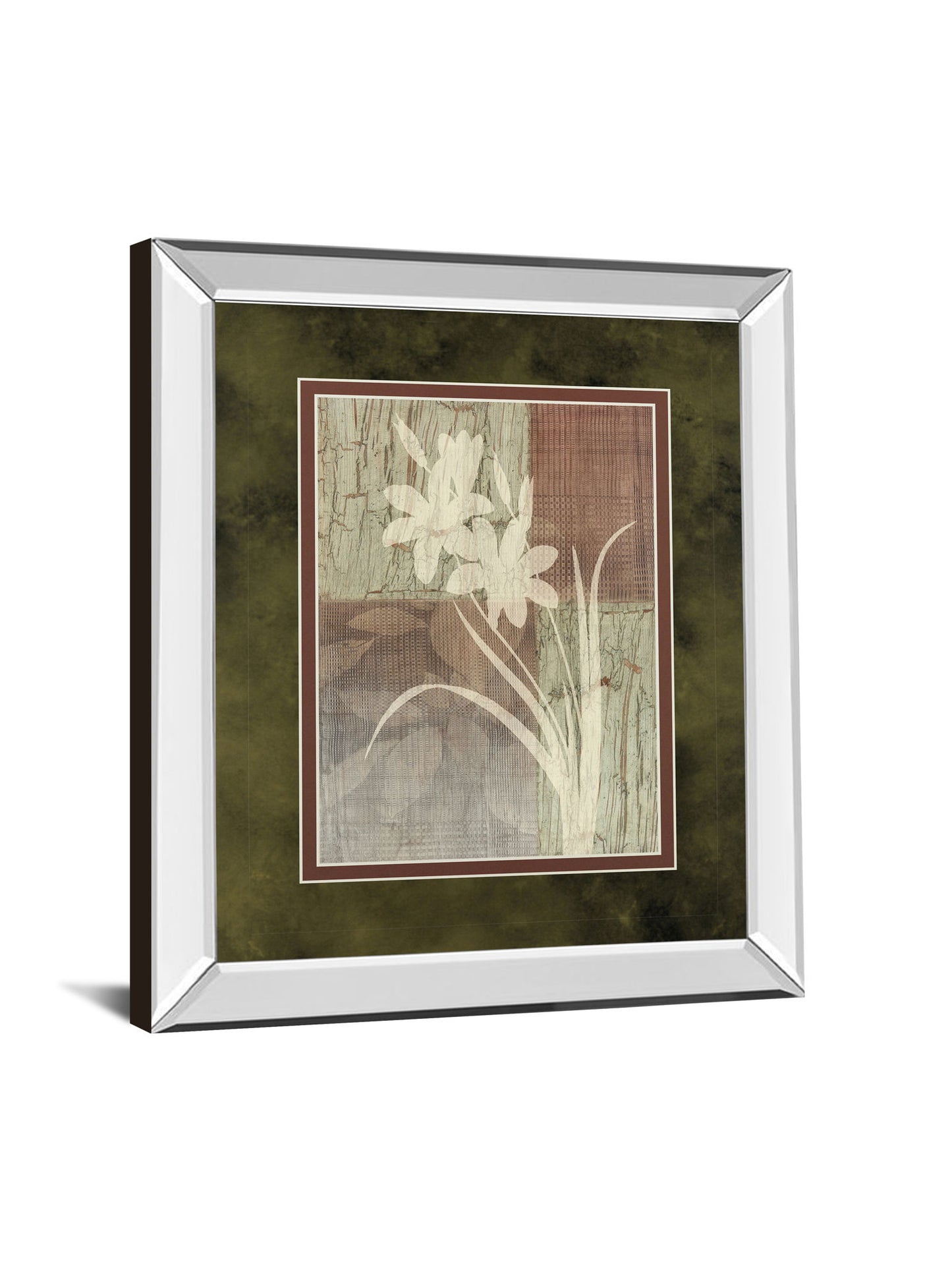 Lily Silhouette By Various - Mirror Framed Print Wall Art - Light Brown
