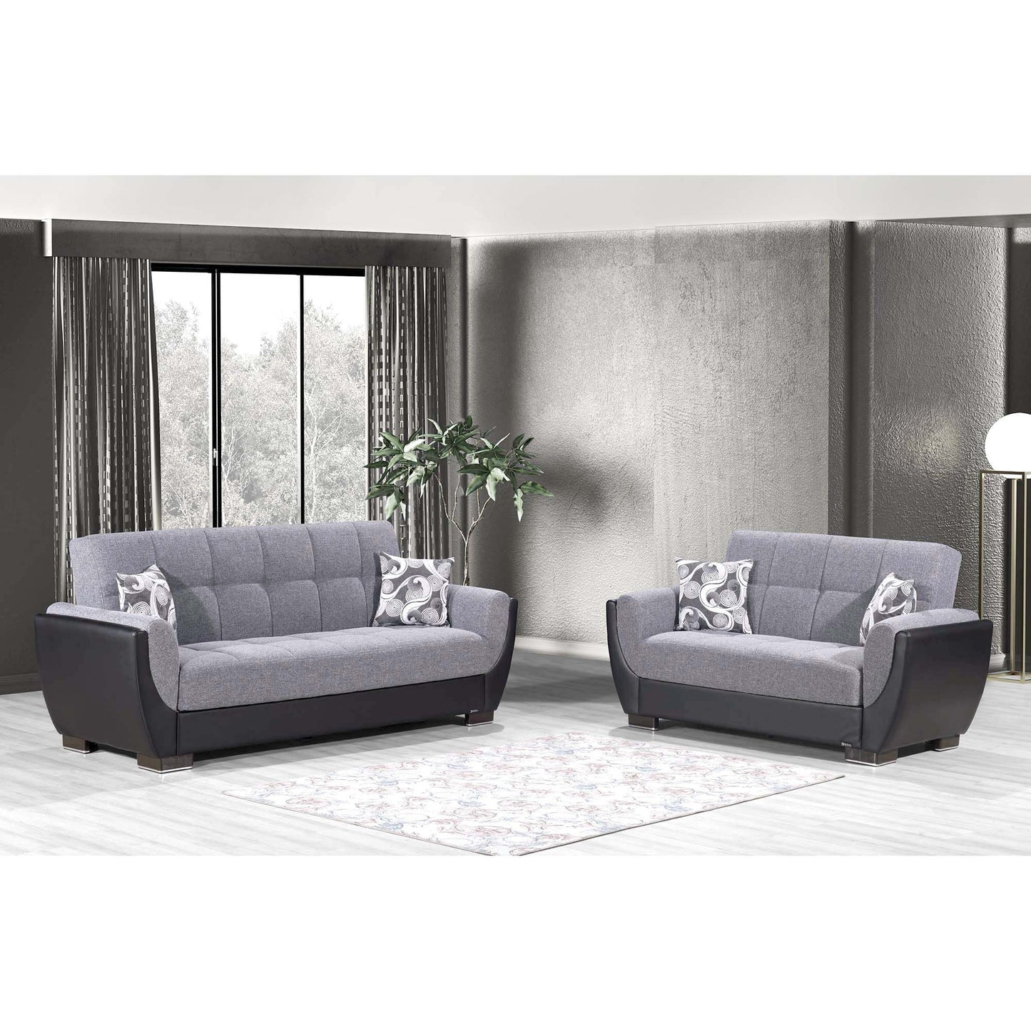 Ottomanson Armada Air - Upholstered Convertible Sofabed With Storage - Gray/Black PU Polyester