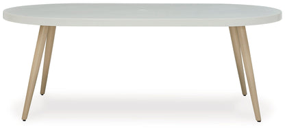 Seton Creek - White - Oval Dining Table With Umb Opt