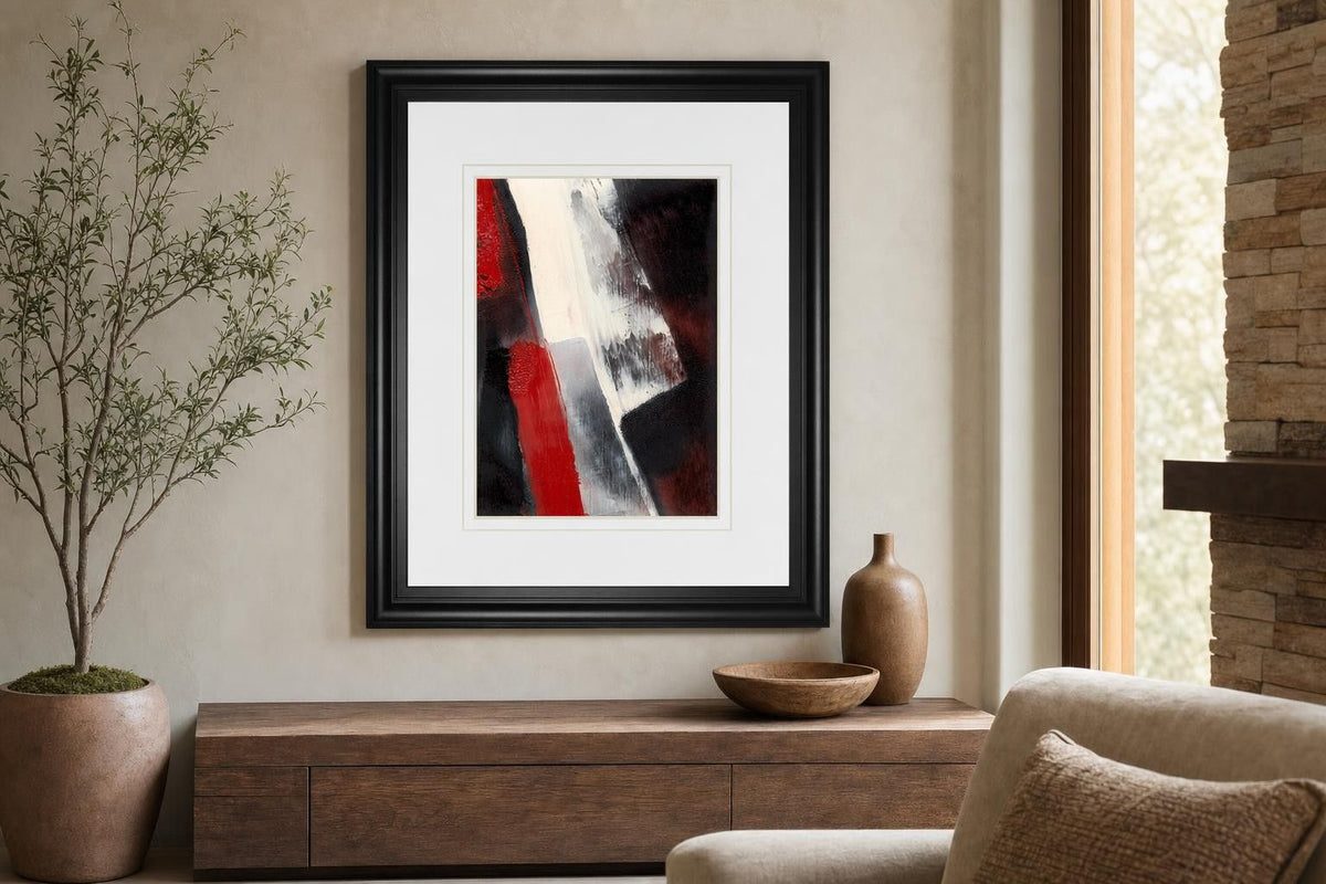 34x40 Red Streak I By Sharon Gordon - Dark Gray