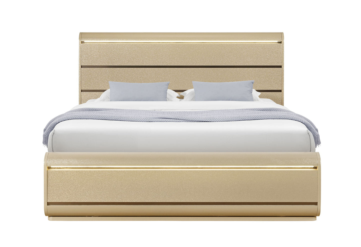Genesis - 5 Piece Full Bedroom Set (Bed, Dresser & Mirror, Nightstand, Chest) - Gold