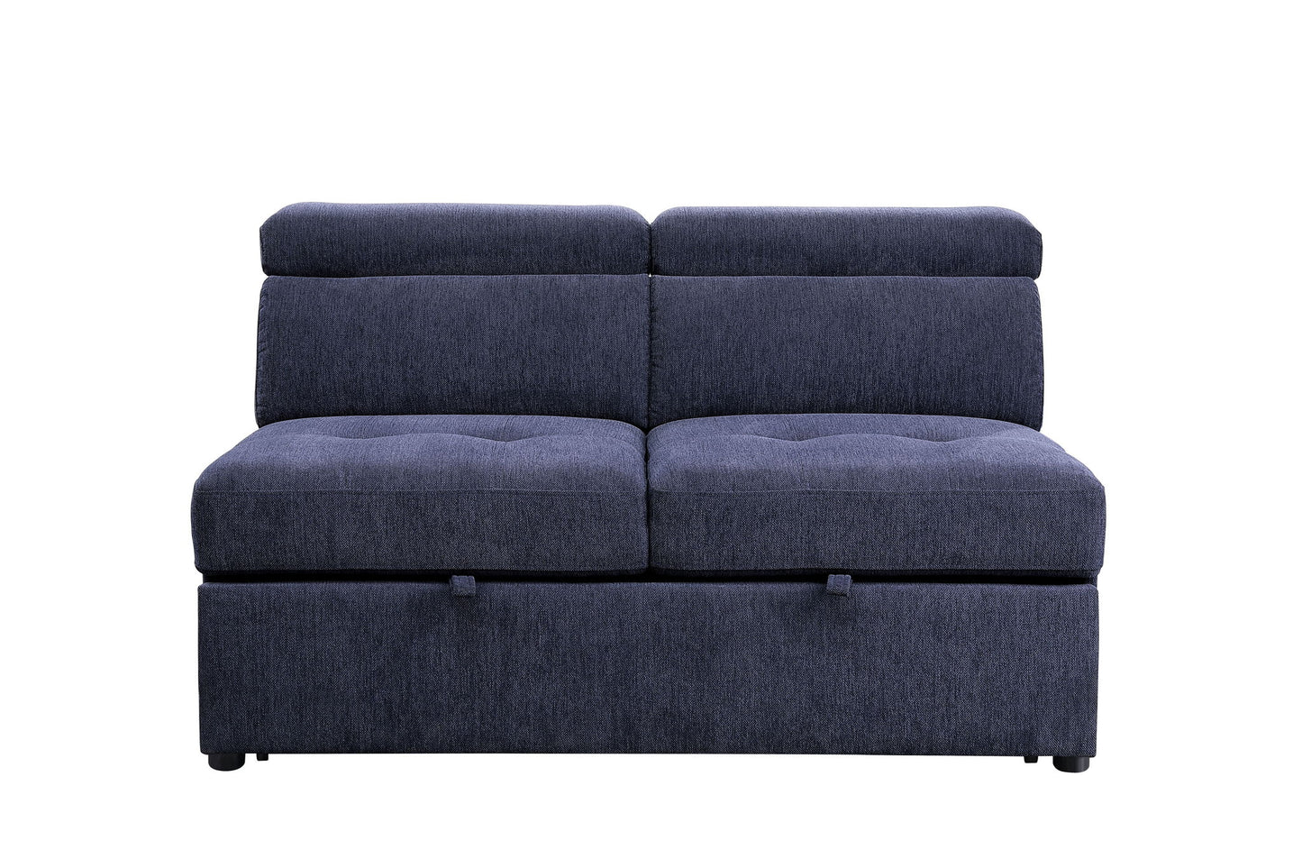 Nekoda - Sectional Sofa With Storage & Ottoman - Navy Blue Fabric