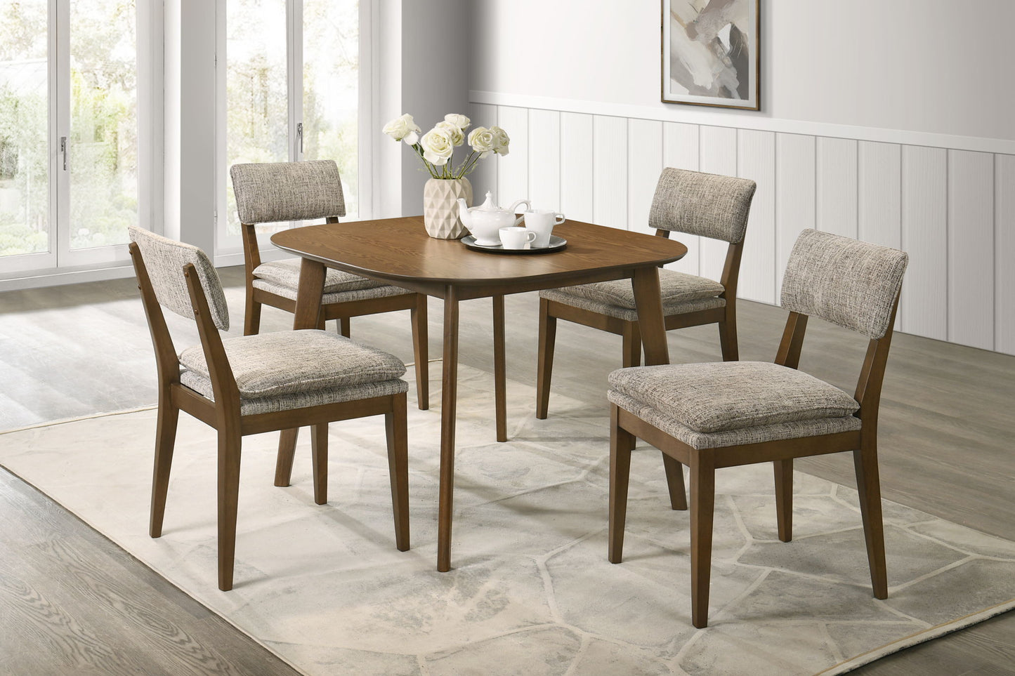 Miller - 39" Square Dining Table With 4 Side Chairs - Walnut