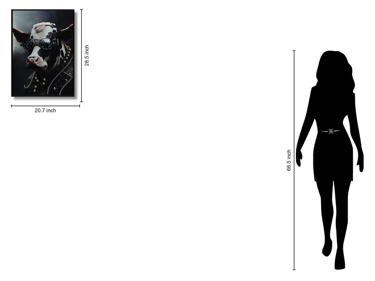 Studded Rebel Bovine - 21" x 29" Framed Wall Art