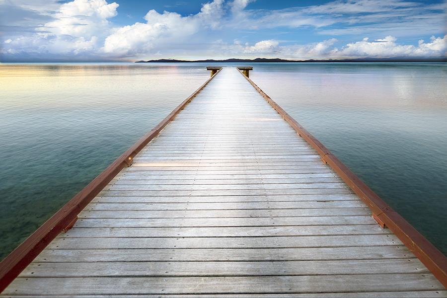 Long View Pier By Danita Delimont (Framed Small) - Blue