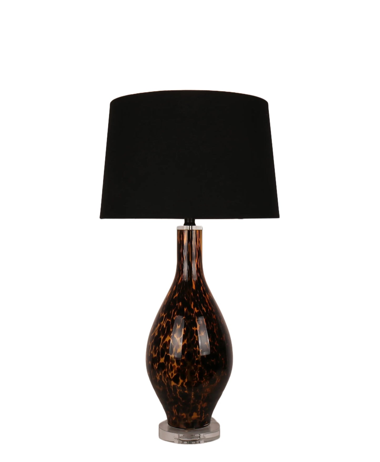 Speckled Glow Art Glass & Crystal Table Lamp (Set of 2) - Black Speckled Amber Art Glass / Clear Crystal