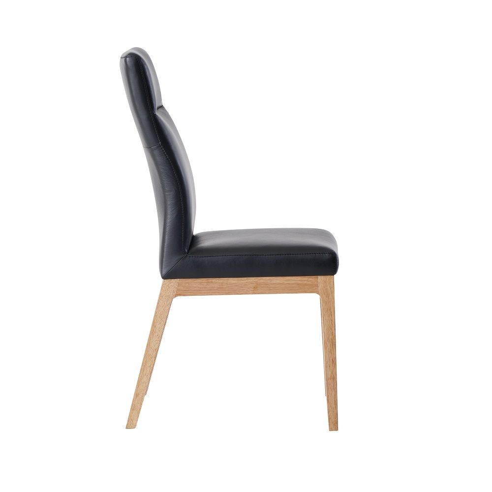 Raquan - Side Chair (Set of 2) - Black Leather & Walnut