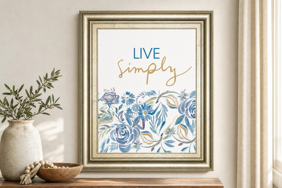 22x26 Live Simply Floral By AniDel Sol - White