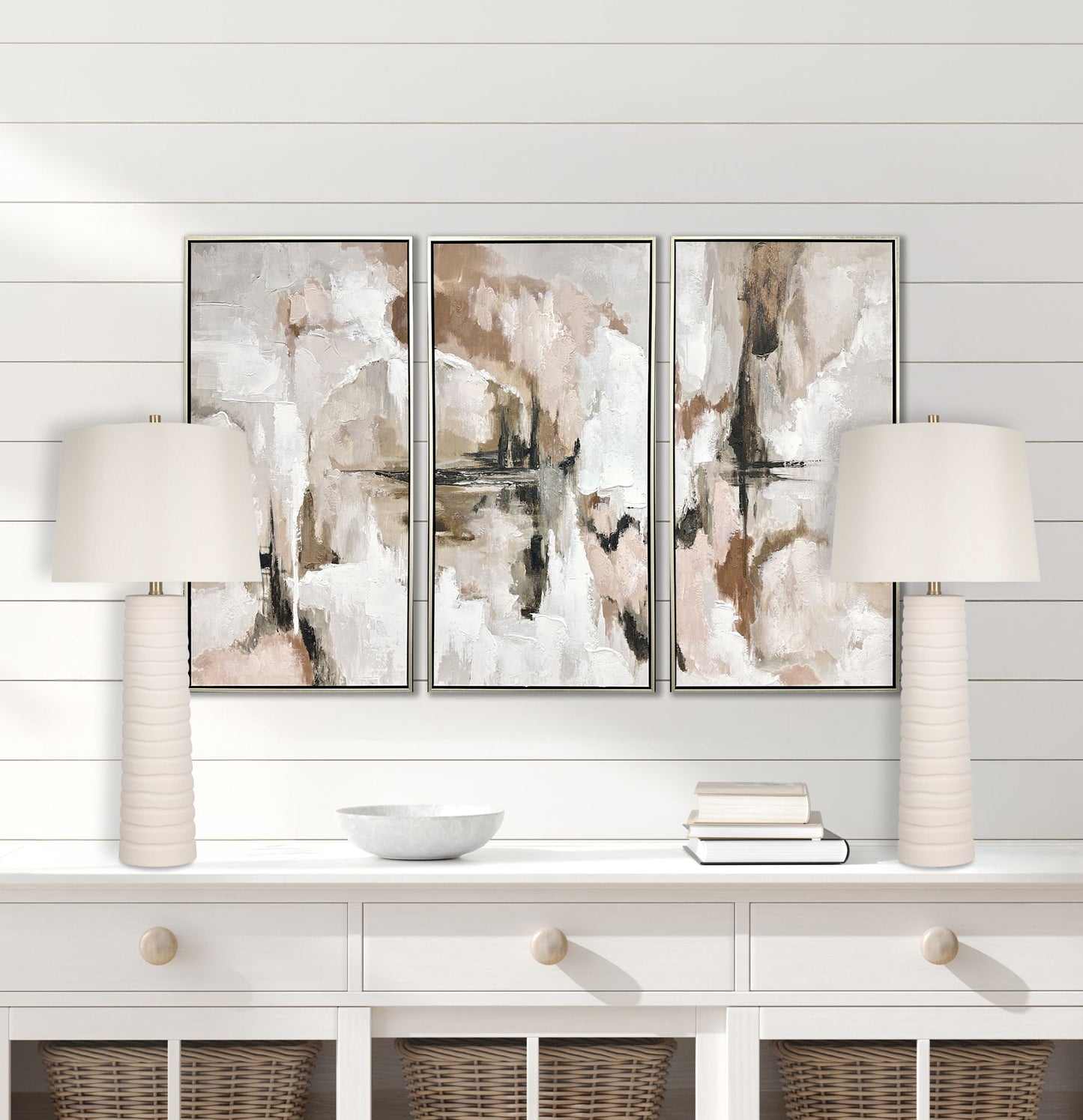 "Calming Flow" Ceramic Table Lamp (Set of 2) - Textured White