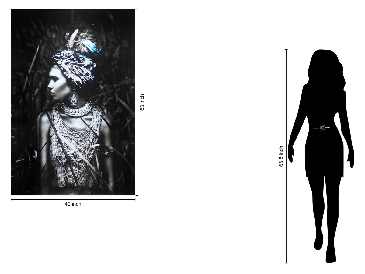 Temp Glass With Foil & Rhinestones - Woman Native - Dark Gray
