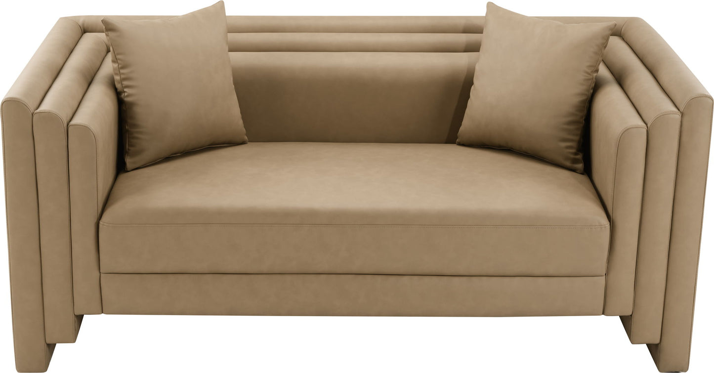 Everett - Vegan Leather 67" Upholstered Loveseat - Tan